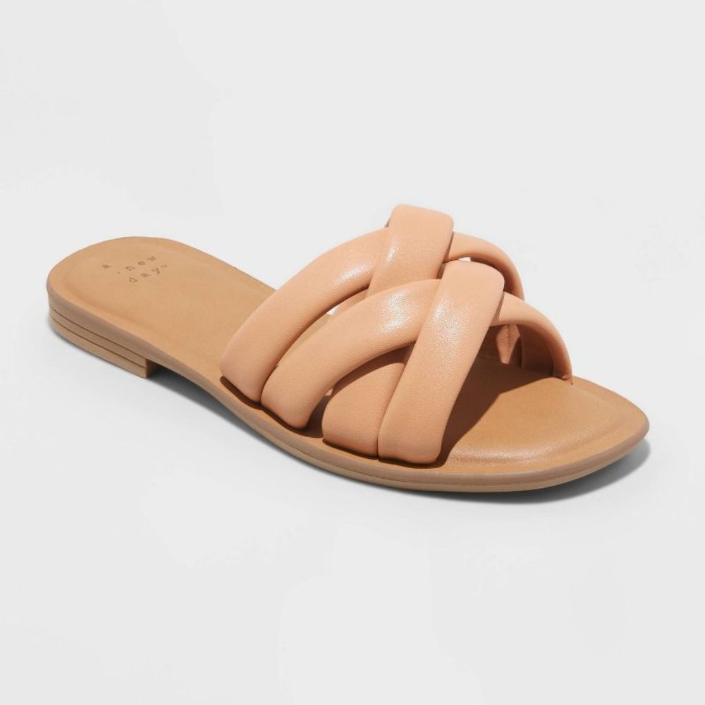 Women's Rory Padded Slide Sandals - A New Day™ Light Brown